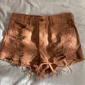 High-Rise Burnt Orange Hollister Shorts